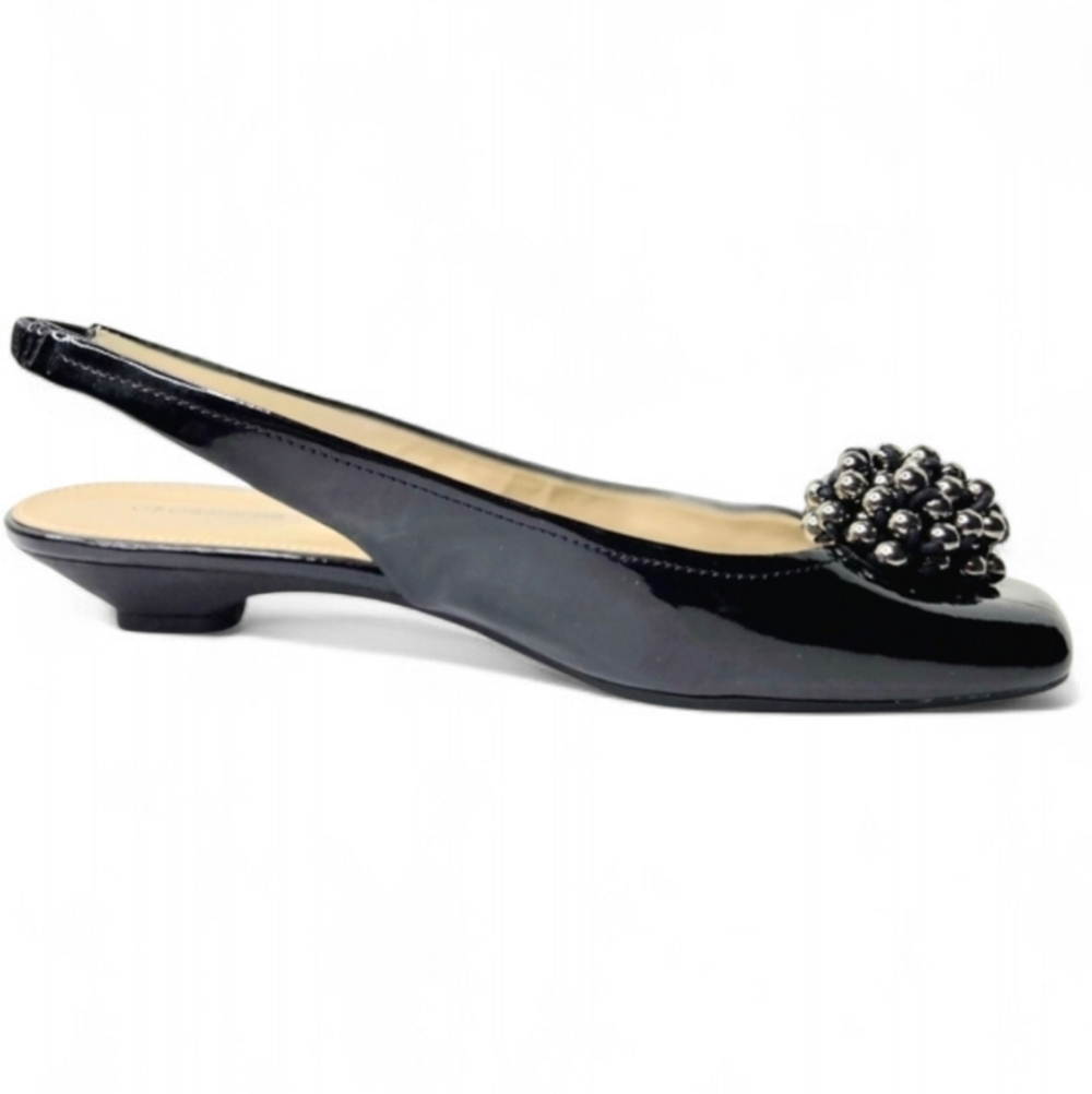 Liz Claiborne Sling Back Shoes. Black Patent, 8.5 M. - Picture 3 of 12